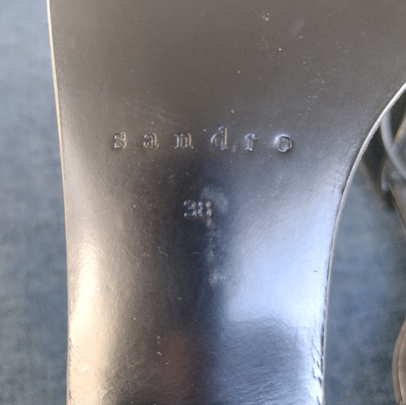 SANDRO Paris Black Patent Leather Open toe chain leather sandals, 38 US 7.5 NWOB - Picture 8 of 8